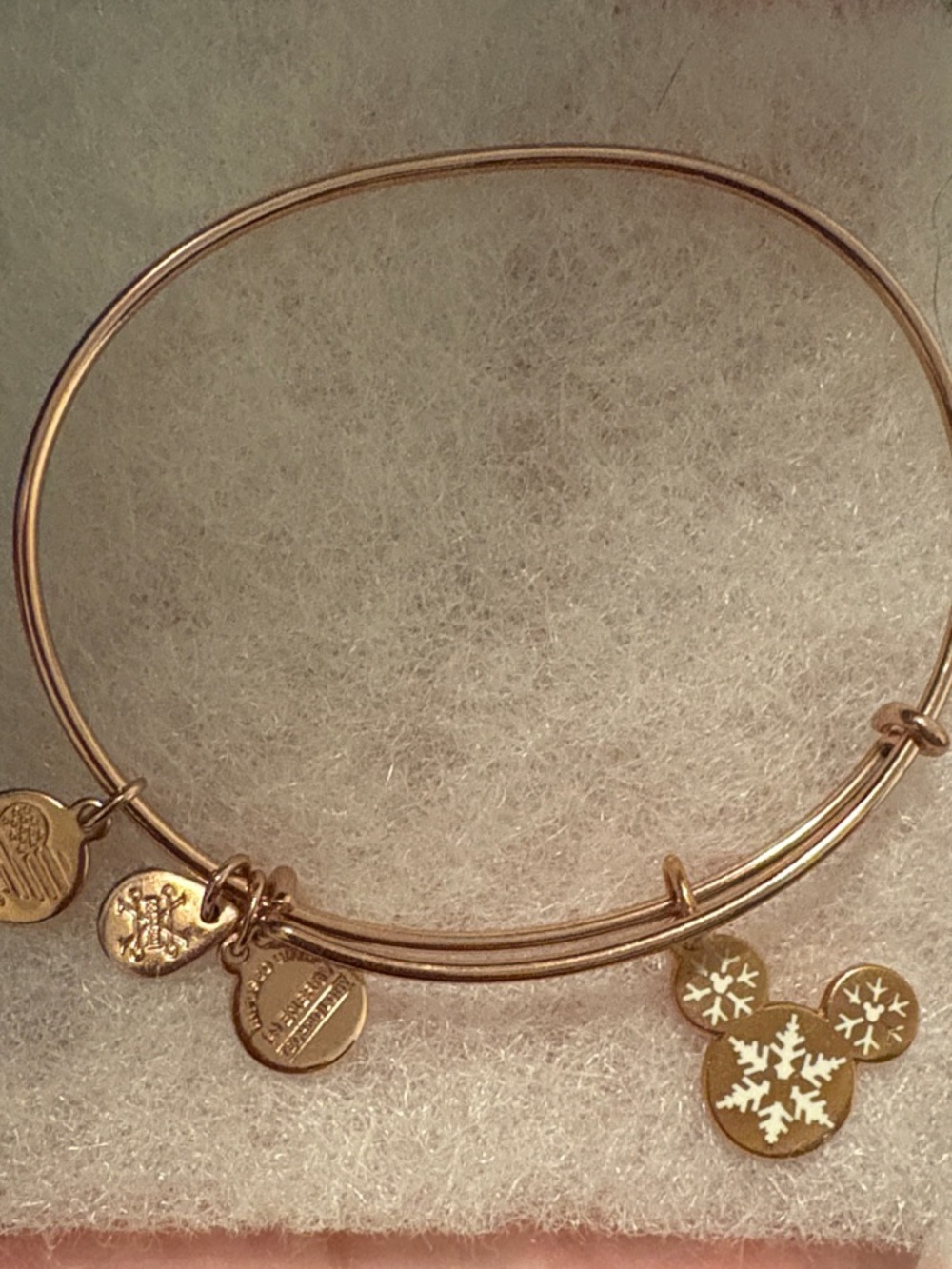 Alex and Ani Gold-Tone Mickey Snowflake Charm Bangle Bracelet